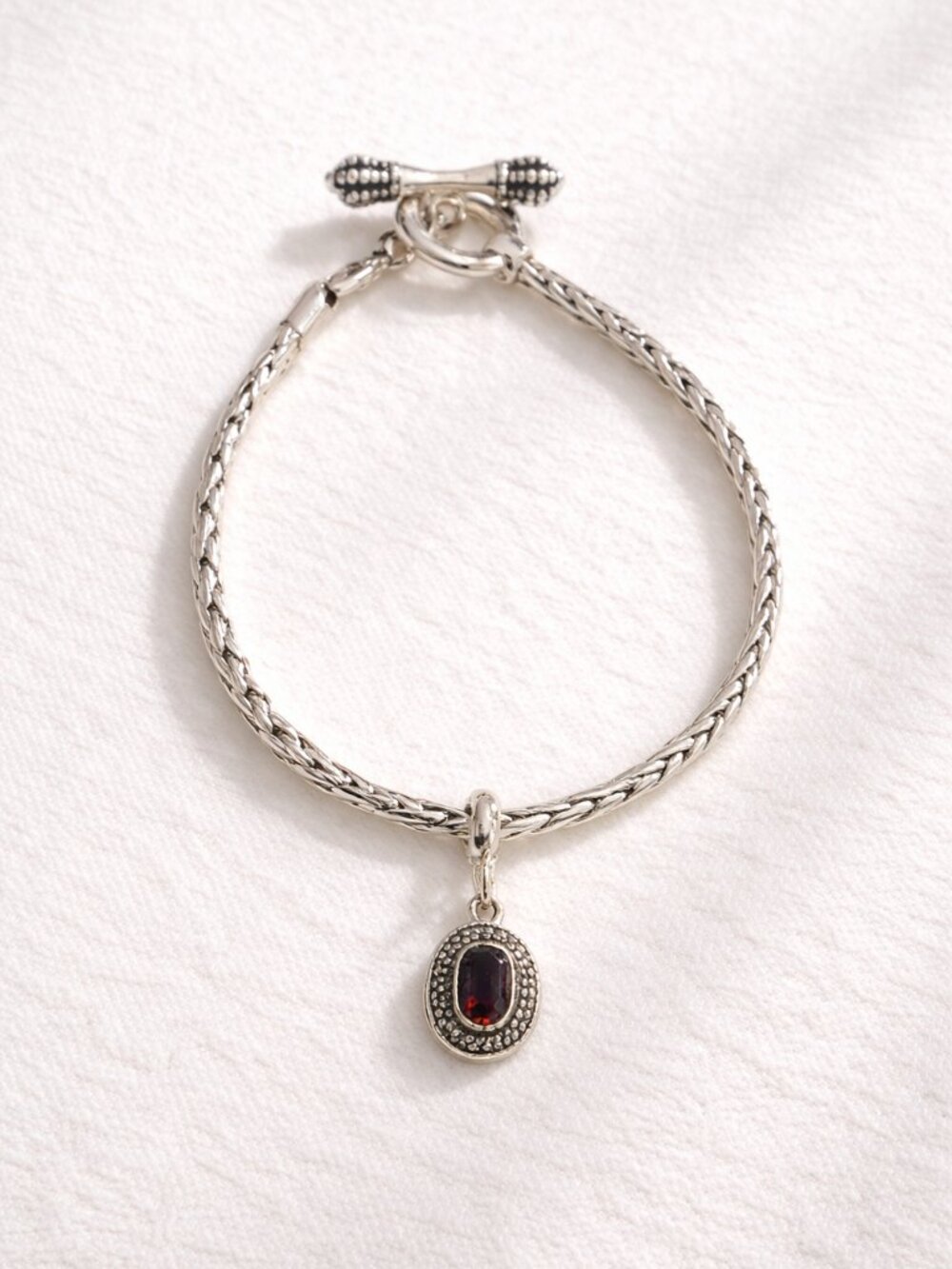 Boho Artisan Balinese Style Amethyst Toggle Bracelet